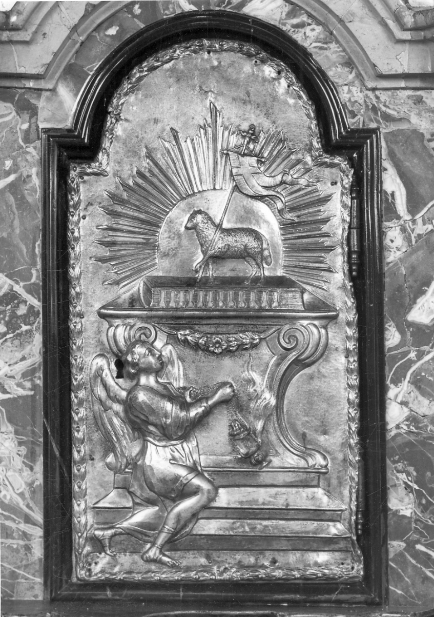 Agnus Dei (sportello di tabernacolo, opera isolata) - ambito piemontese (metà sec. XVIII)