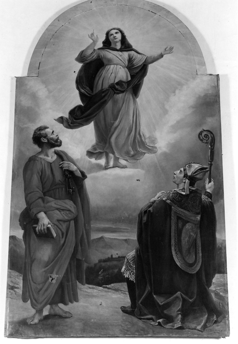 Madonna Assunta con San Pietro e Sant'Eldrado (pala d'altare, opera isolata) di Biscarra Carlo Felice (ultimo quarto sec. XIX)