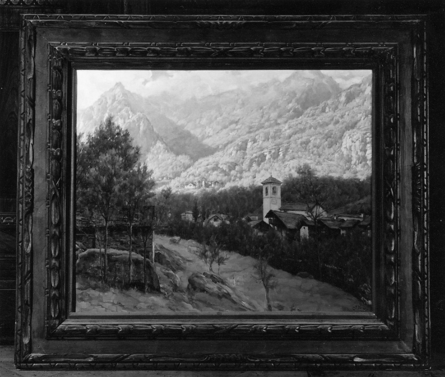 Pomeriggio estivo, paesaggio montano (dipinto, opera isolata) di Verno Camillo (secondo quarto sec. XX)
