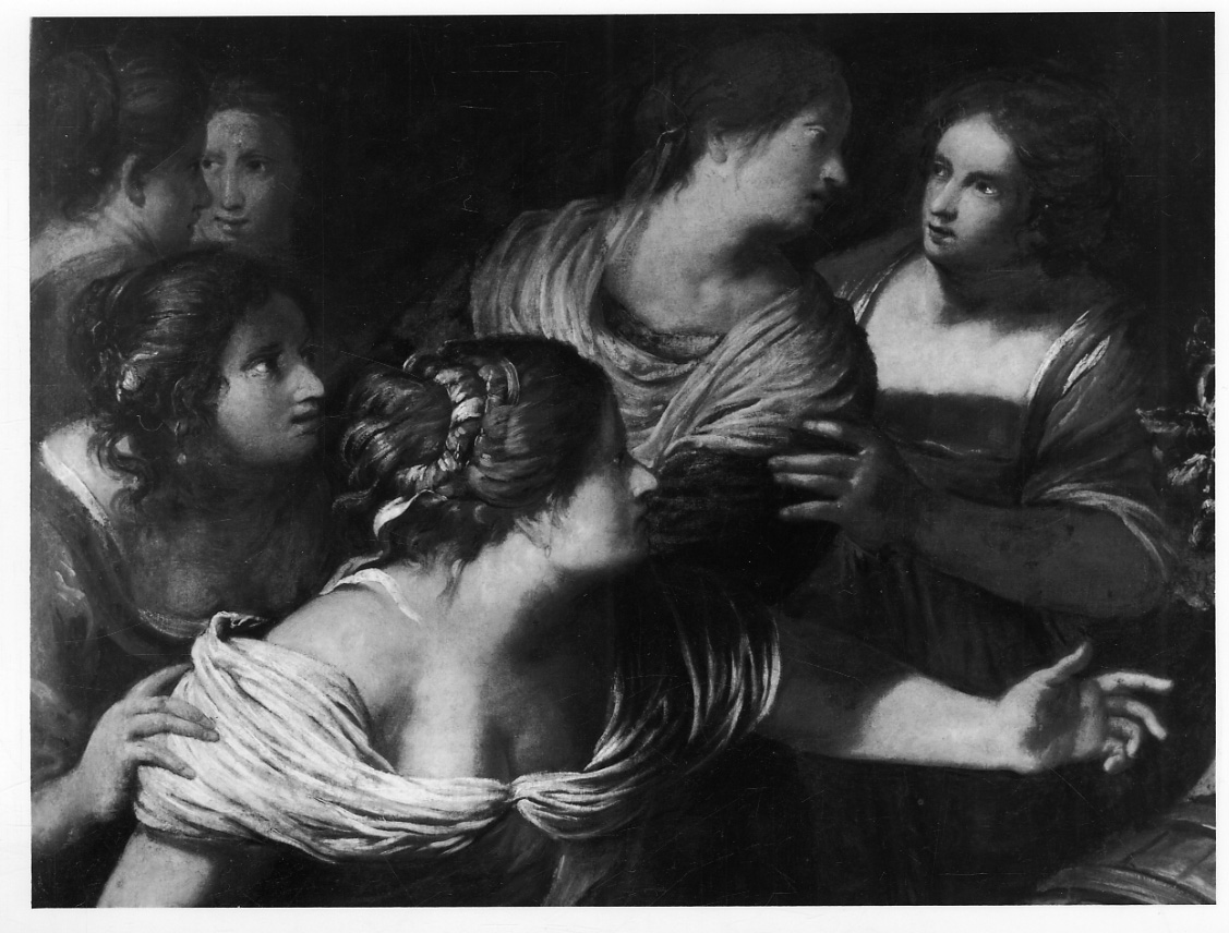 Mosè difende le figlie di Ietro (dipinto, opera isolata) di Carlone Giovanni Battista (terzo quarto sec. XVII)