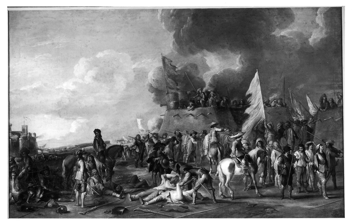 Dopo la battaglia, scena di battaglia (dipinto, opera isolata) di De Wael Cornelis (e aiuti) (secondo quarto sec. XVII)