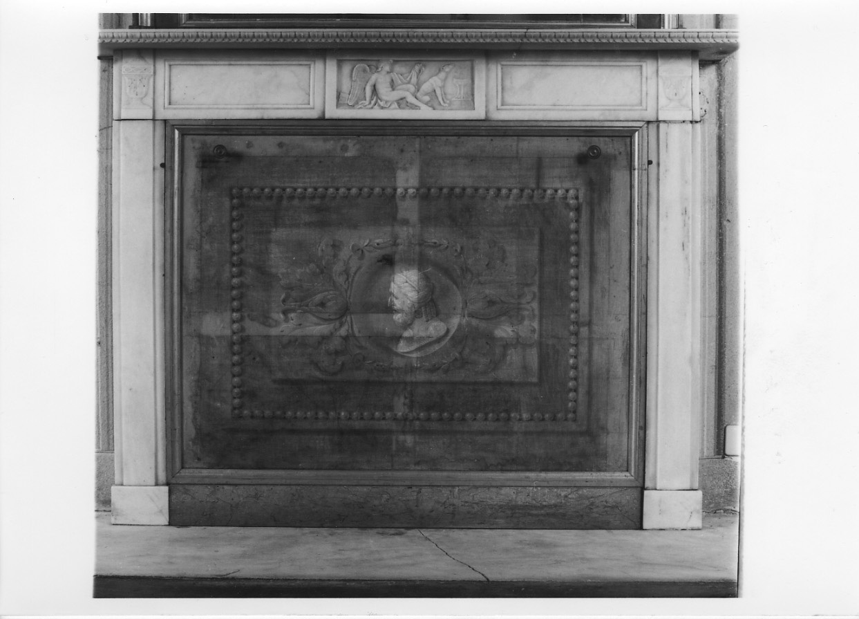 motivi decorativi vegetali e testa d'uomo con barba (paracamino, opera isolata) - ambito piemontese (secondo quarto sec. XIX)