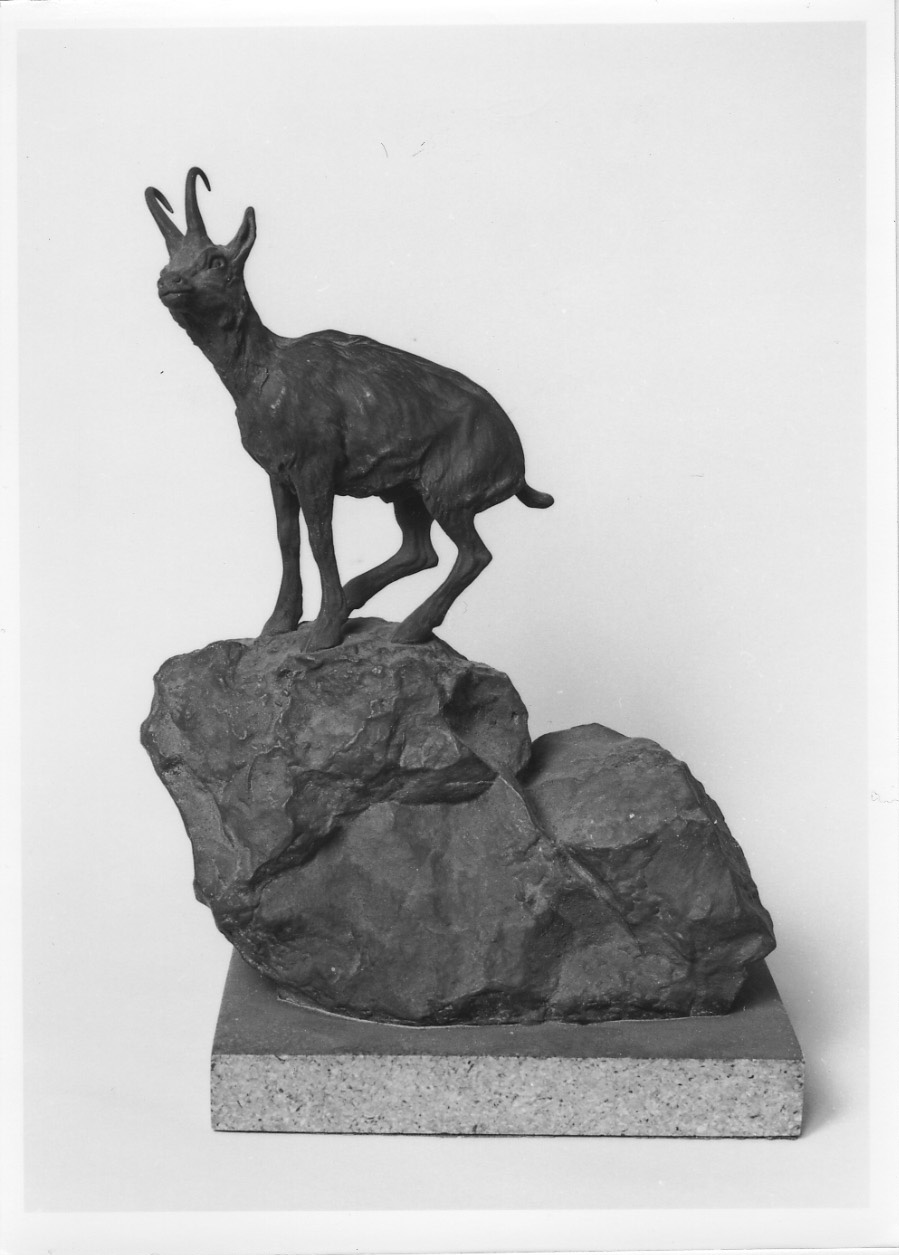 camoscio sulla roccia (scultura, opera isolata) - ambito francese (?) (metà sec. XIX)