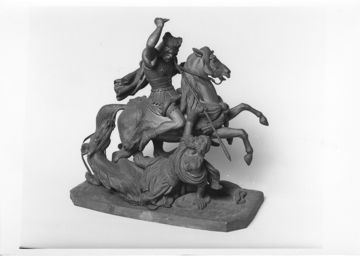 combattimento tra cavalieri in costume antico (scultura, opera isolata) - ambito francese (?) (metà sec. XIX)