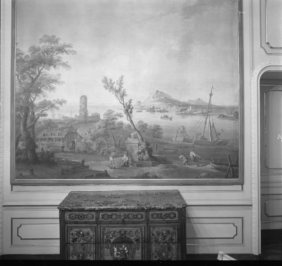 paesaggio montano con porto (dipinto, opera isolata) di Martinelli Vincenzo, Fancelli Pietro (ultimo quarto sec. XVIII)