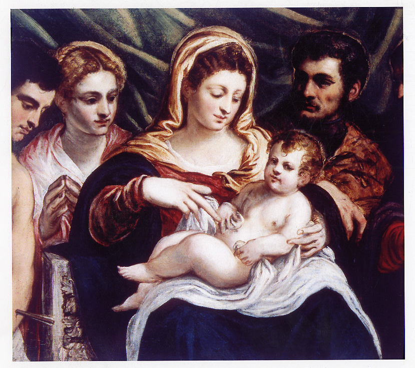 Madonna con Bambino e Santi (dipinto, opera isolata) di Robusti Jacopo detto Tintoretto (secondo quarto sec. XVI)