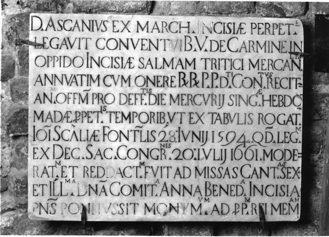 lapide commemorativa, opera isolata - bottega piemontese (terzo quarto sec. XVII)