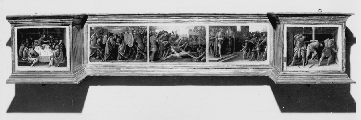 storie della passione di Cristo (predella, insieme) di Lanino Bernardino (secondo quarto sec. XVI)