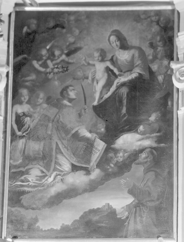 Madonna con Bambino, San Francesco d'Assisi e San Lorenzo (dipinto, opera isolata) - bottega cuneese (ultimo quarto sec. XVII)