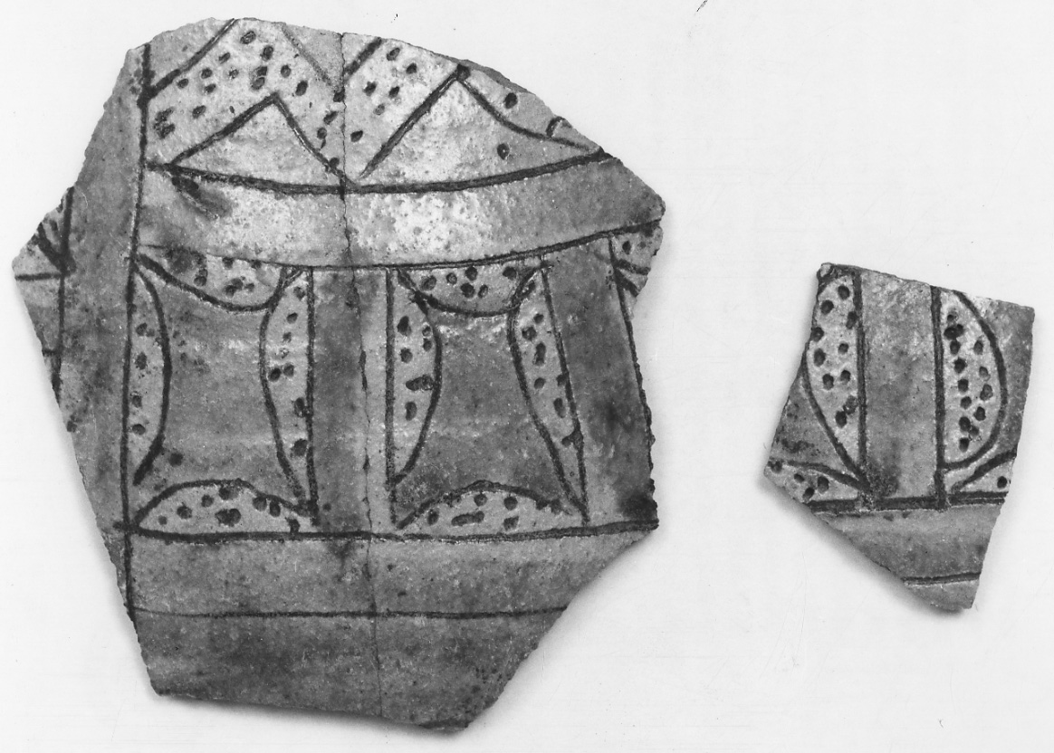 boccale, frammento - bottega padana (fine/inizio secc. XIV/ XV)