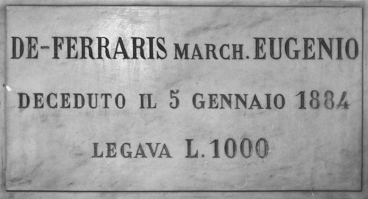 lapide commemorativa, opera isolata - bottega piemontese (ultimo quarto sec. XIX)