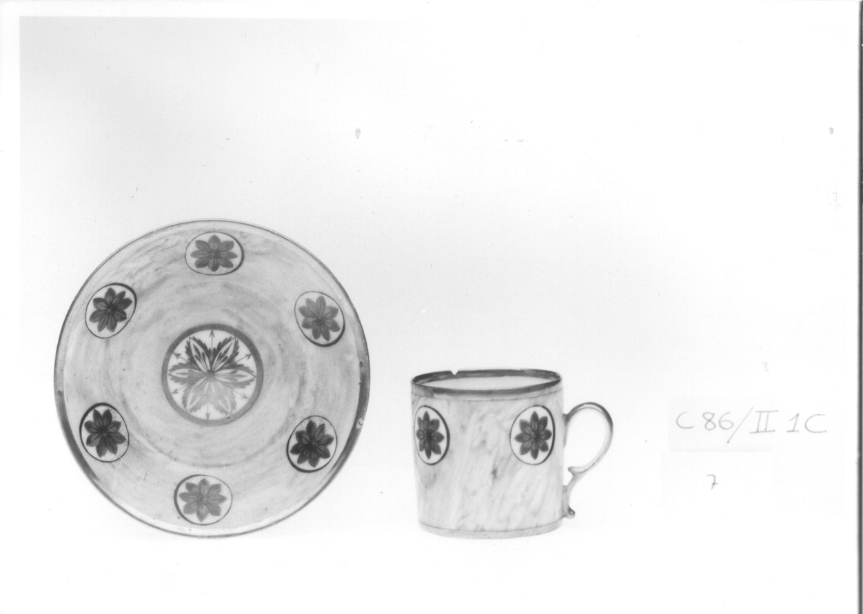 motivo decorativo a finto marmo con rosette (tazzina da caffe', opera isolata) - manifattura francese (prima metà sec. XIX)