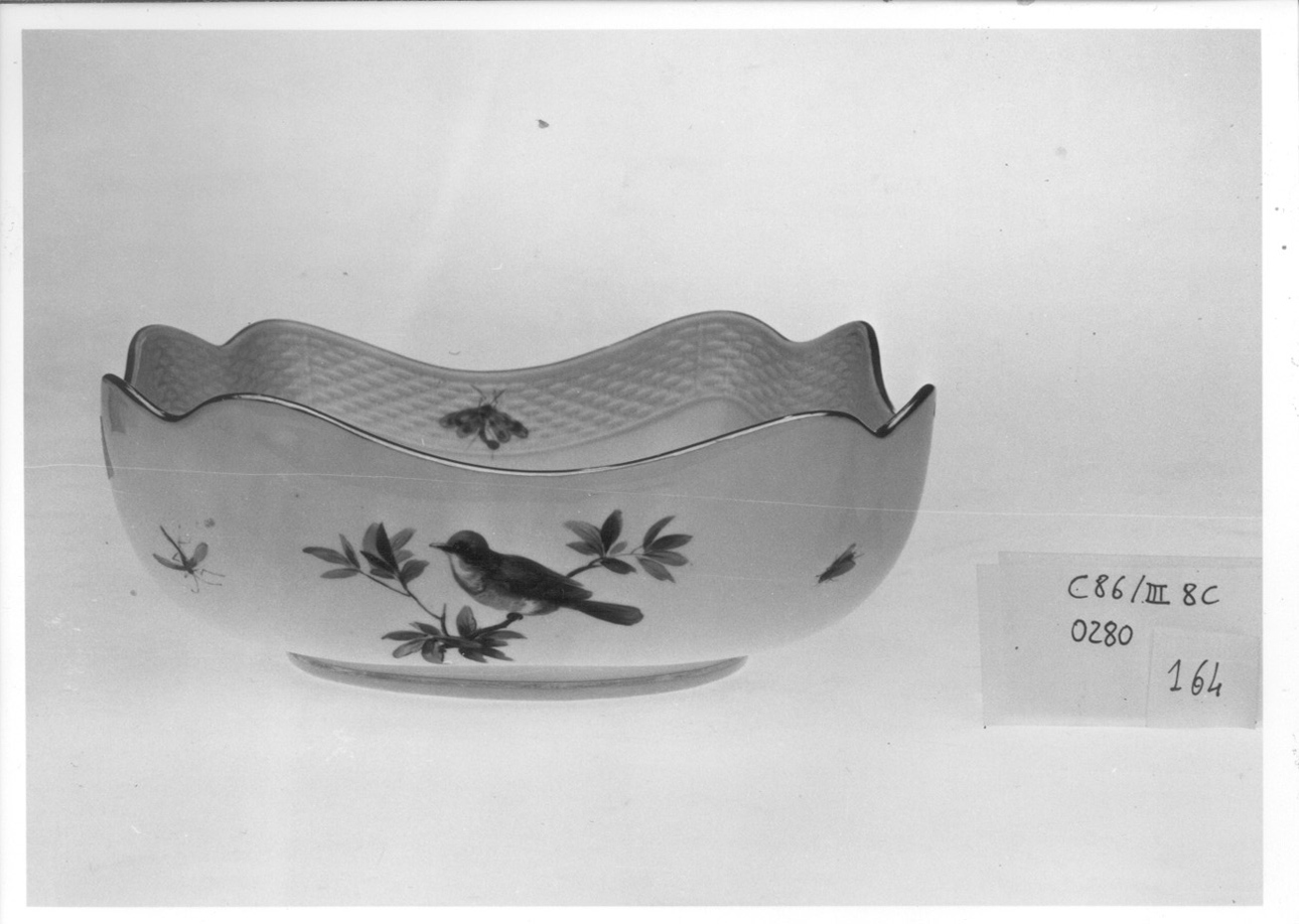 uccelli e insetti (insalatiera, elemento d'insieme) di Manifattura di Meissen (fine sec. XIX)