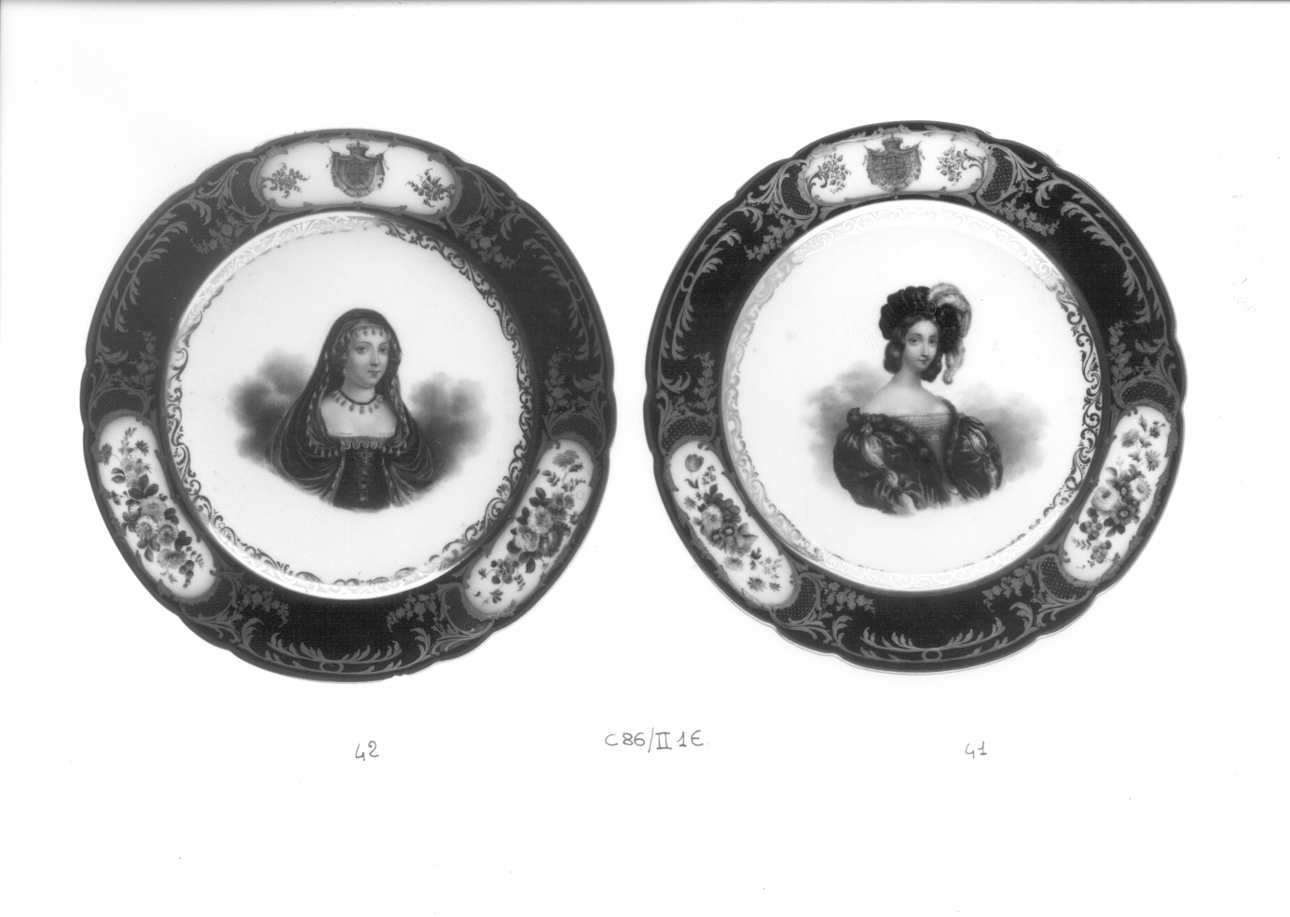 Ritratto di Isabella di Baviera, ritratto femminile (piatto, elemento d'insieme) di Atelier de Boyer (sec. XIX)