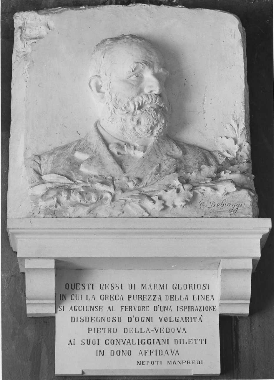 ritratto a mezzo busto di Pietro Della Vedova (rilievo, opera isolata) di Debiaggi Casimiro (inizio sec. XX)