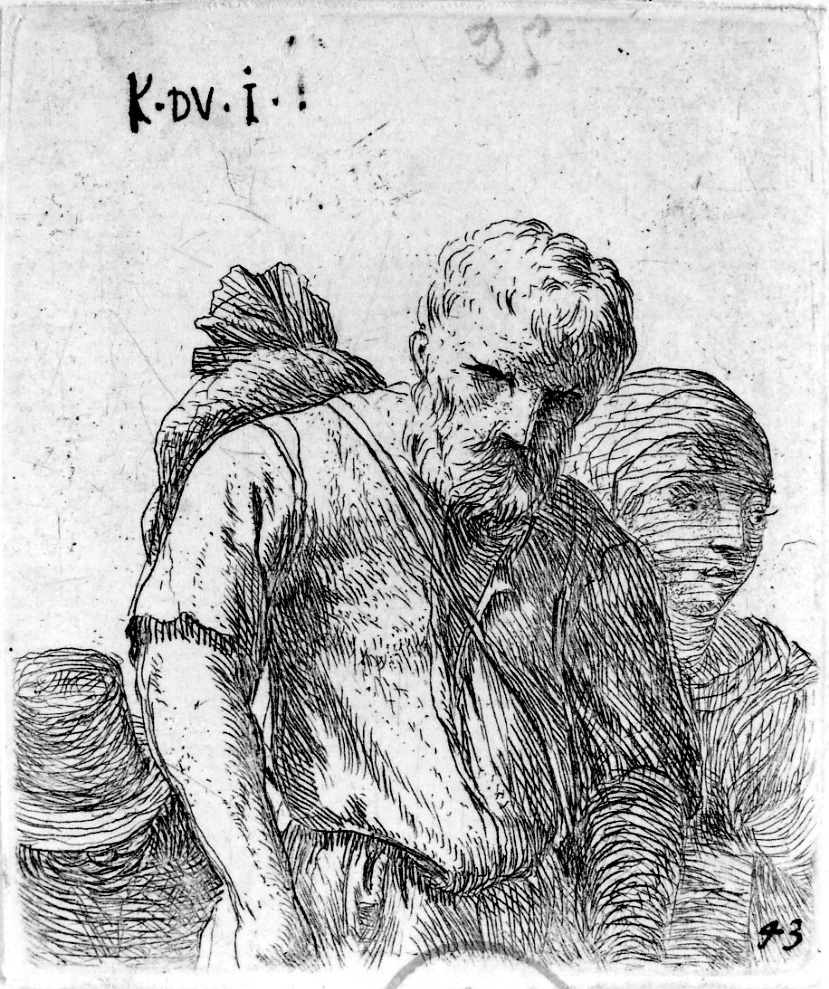 La famiglia, famiglia di contadini (stampa) di Du Jardin Karel (terzo quarto sec. XVII)