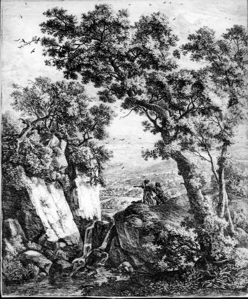 TOBIA E L' ANGELO, Tobia e San Raffaele arcangelo (stampa, elemento d'insieme) di Waterloo Anthonie (metà sec. XVII)