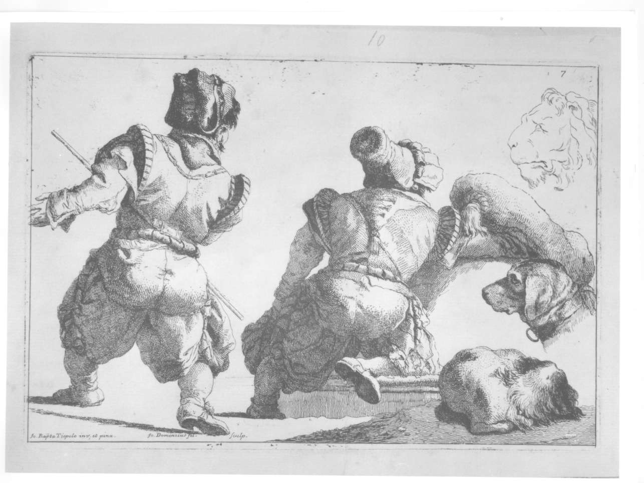 Figure di nani e di cani, nani e animali (stampa) di Tiepolo Giovanni Battista, Tiepolo Gian Domenico (terzo quarto sec. XVIII)