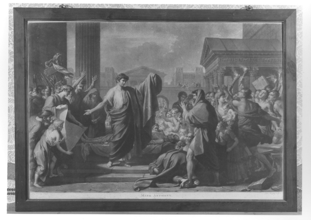Marcantonio recita l'orazione funebre di Giulio Cesare (stampa) di Murphy John, West Benjamin (ultimo quarto sec. XVIII)