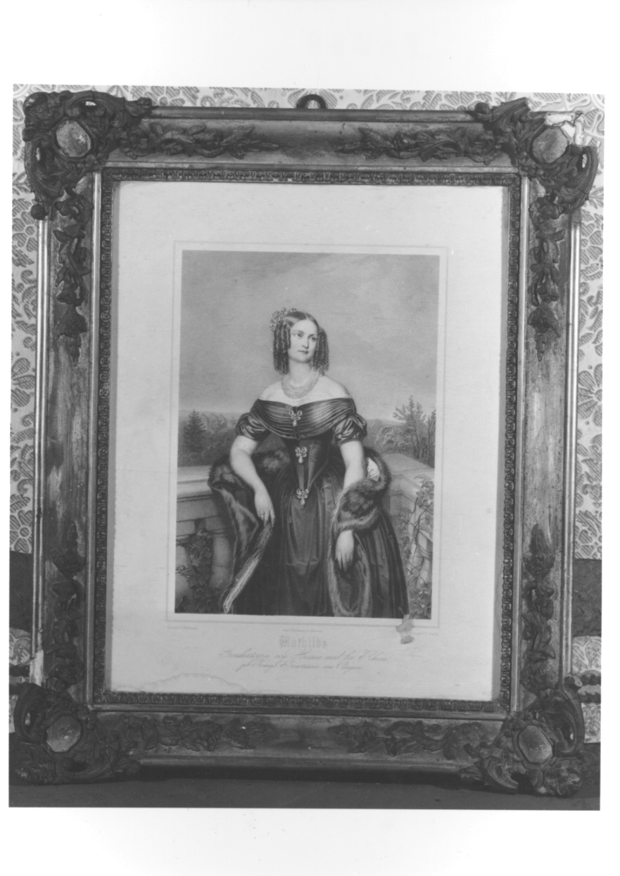 ritratto a mezza figura di Matilde di Baviera granduchessa d' Assia (stampa) di Hartman Luigi, Schertle Valentin (metà sec. XIX)