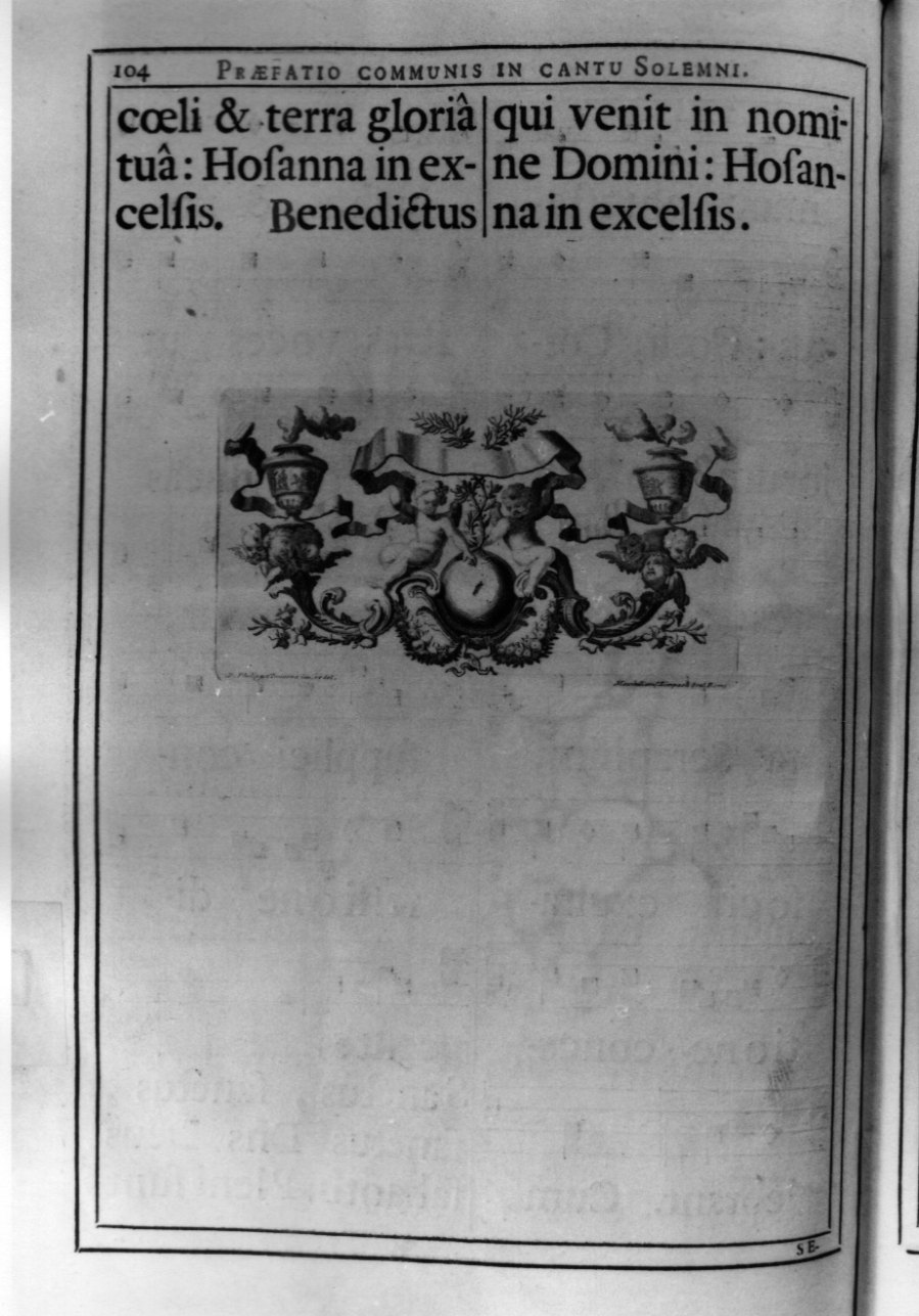 motivo decorativo con angeli e cherubini (stampa) di Juvarra Filippo, Limpach Maximilian Joseph (secondo quarto sec. XVIII)
