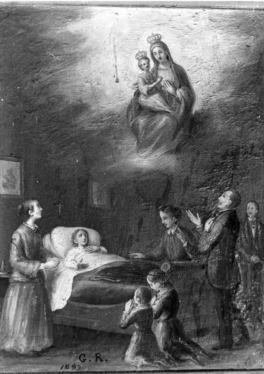 Intervento della Madonna per guarigione (ex voto, opera isolata) di Bellisio Bartolomeo (fine sec. XIX)