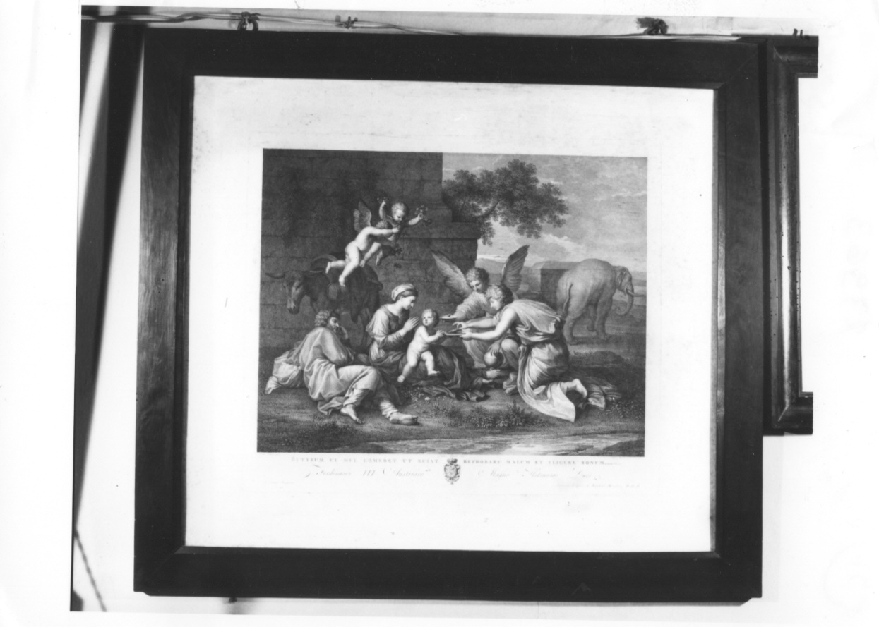 riposo nella fuga in Egitto (stampa) di Morghen Raffaello, Poussin Nicolas, Tofanelli Stefano (fine sec. XVIII)