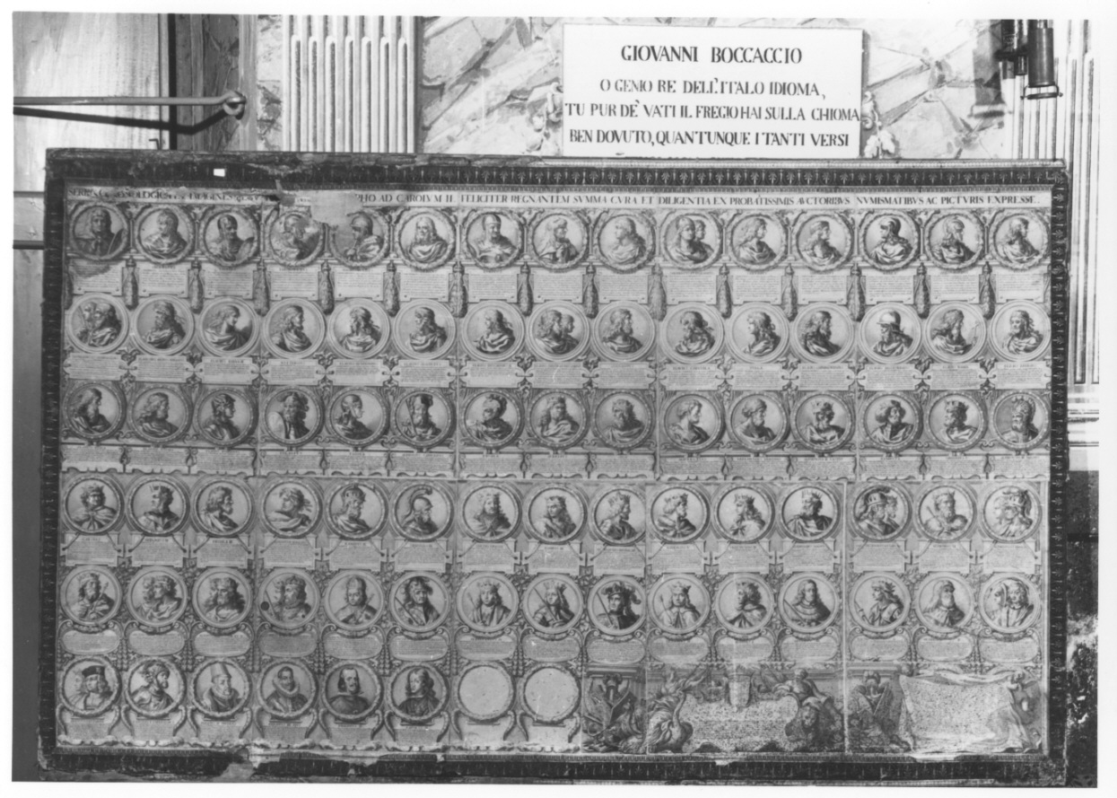 ritratti dei sovrani tedeschi da Atalpo a Carlo II (stampa, stampa composita) di Blondeau Jacques, Ferri Ciro (ultimo quarto sec. XVII)