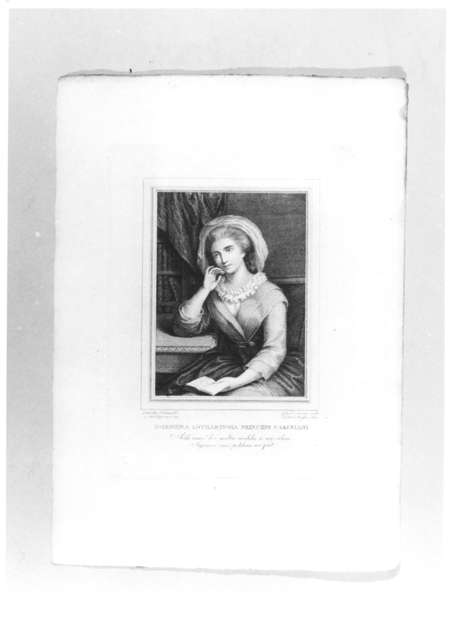 ritratto a mezza figura di Giuseppina di Lorena principessa di Carignano (stampa) di Cipriani Galgano, Pécheux Lorenzo (ultimo quarto sec. XVIII)