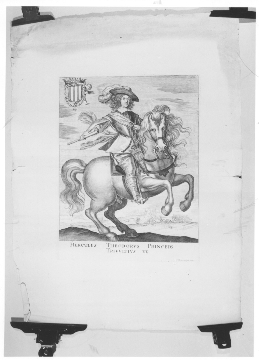 ritratto equestre di Ercole Teodoro Trivulzio (stampa) di Piccini Giacomo (metà sec. XVII)