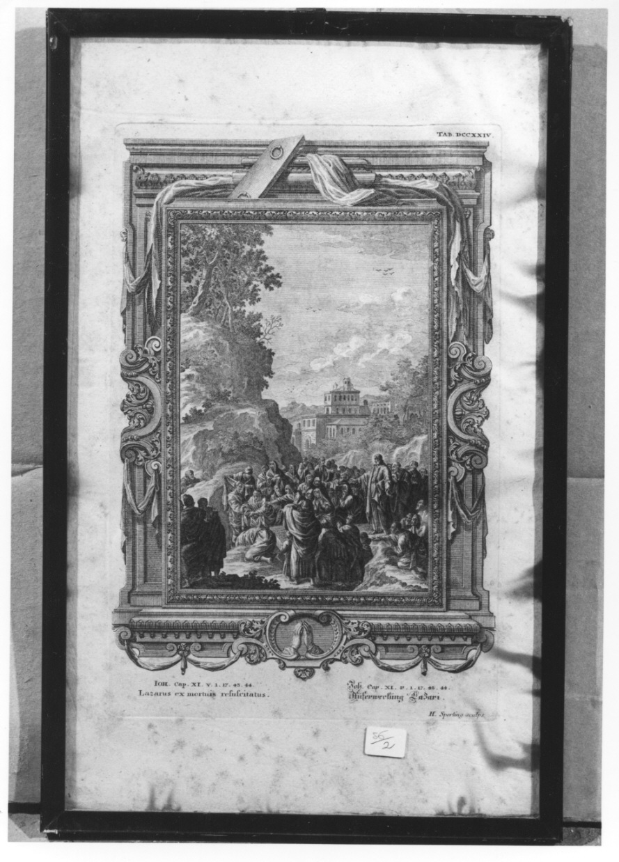 resurrezione di Lazzaro (stampa, elemento d'insieme) di Sperling Hieronymus (secondo quarto sec. XVIII)