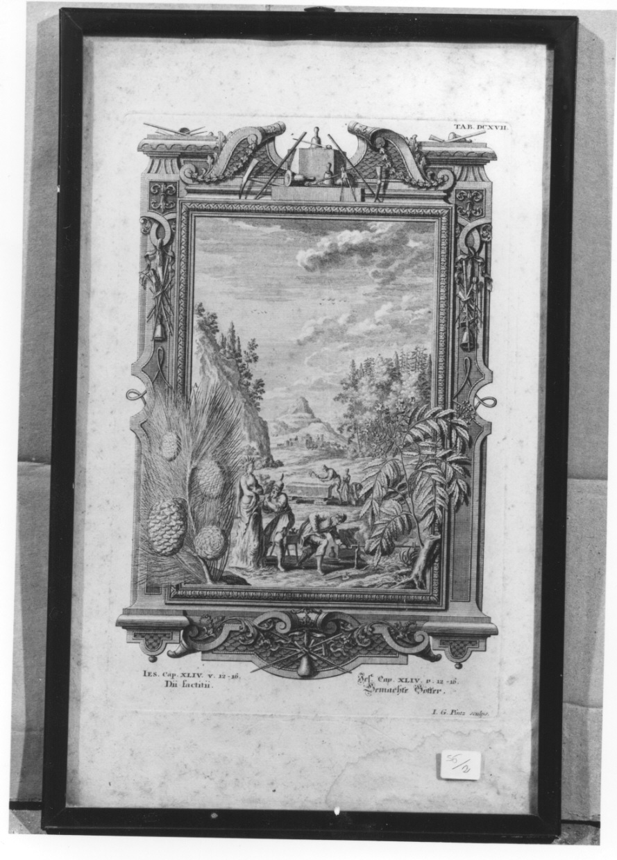 fabbricazione degli idoli (stampa, elemento d'insieme) di Pintz Johann Georg (secondo quarto sec. XVIII)