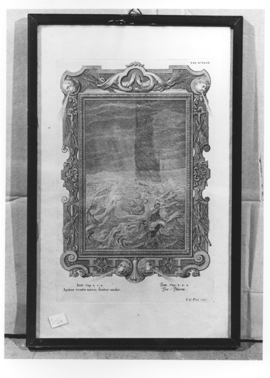 Giona nella tempesta (stampa, elemento d'insieme) di Pintz Johann Georg (secondo quarto sec. XVIII)