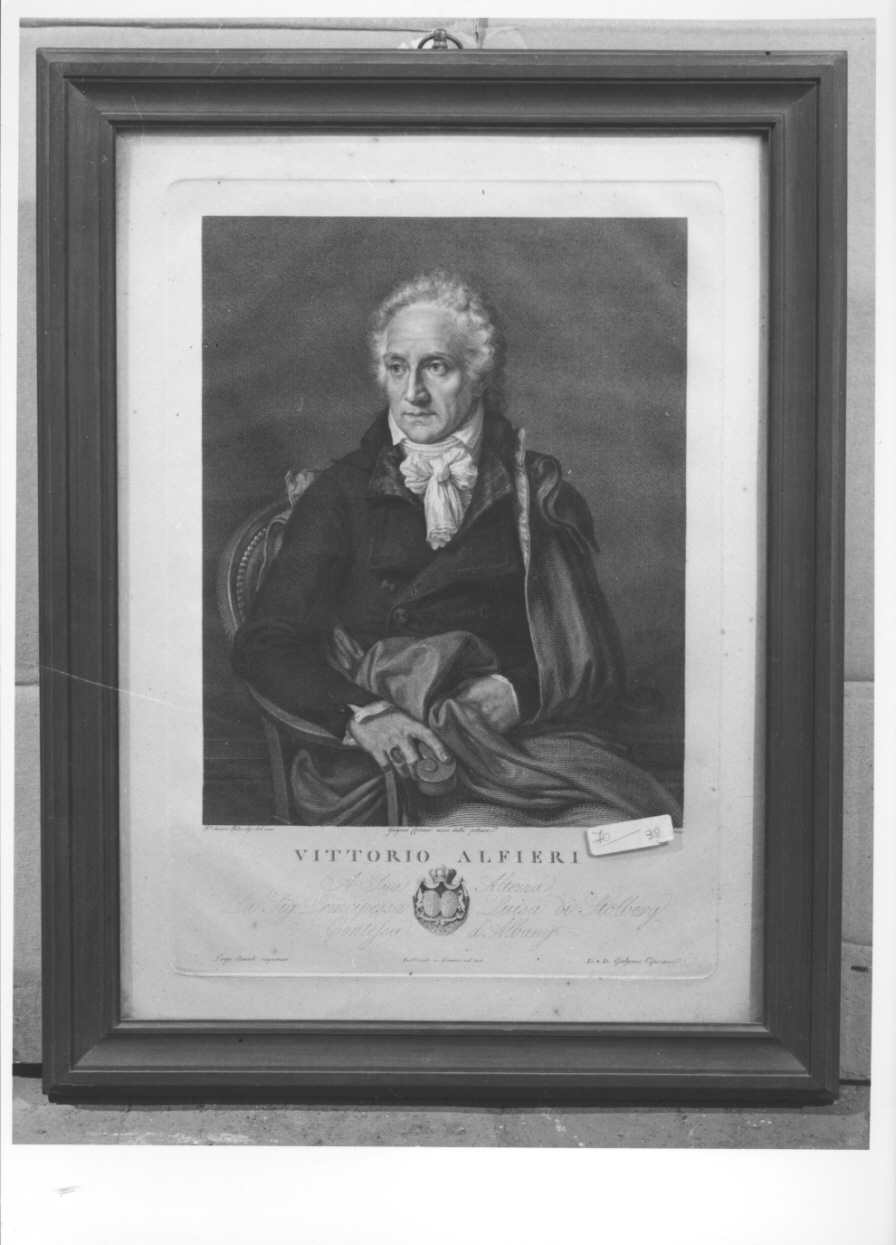 ritratto a mezza figura di Vittorio Alfieri (stampa) di Cipriani Galgano, Fabre François-Xavier (sec. XIX)