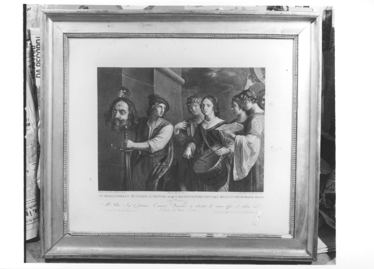 David con la testa di Golia (stampa) di Barbieri Giovan Francesco detto Guercino, Leonetti Giovanni Battista, Tofanelli Agostino (inizio sec. XIX)