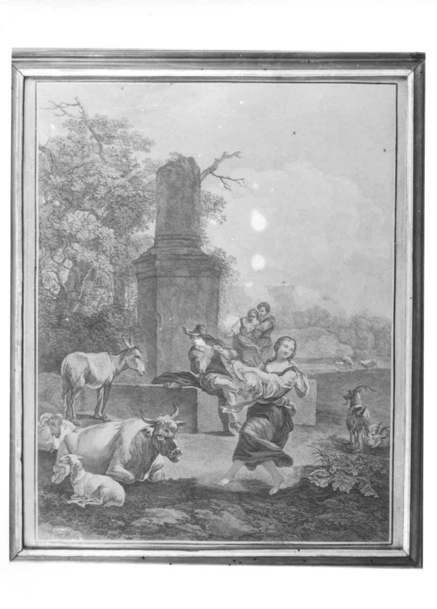 ballo campagnolo con animali (stampa) di Berchem Nicolaes, Coulet Anne Philiberte (terzo quarto sec. XVIII)