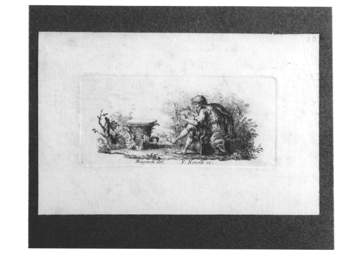 figura maschile che disegna (stampa) di Mingardi, Novelli Francesco (prima metà sec. XIX)