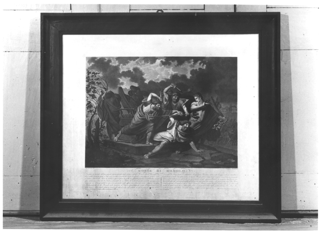 morte di Romolo (stampa, serie) di Bonatti Domenico Senior, Sala Vitale (prima metà sec. XIX)