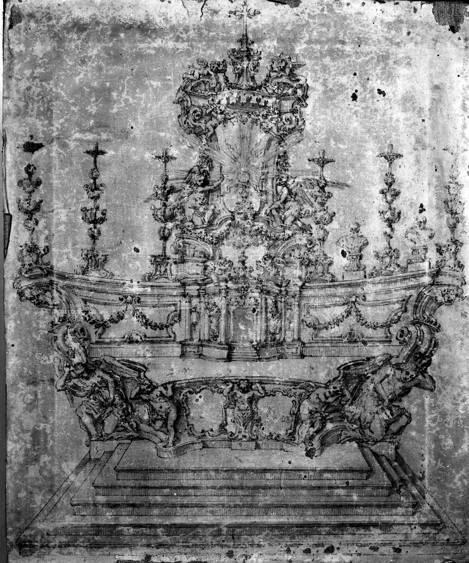 progetto per l'altare maggiore di San Gaudenzio (disegno, opera isolata) di Natali Giuseppe (primo quarto sec. XVIII)