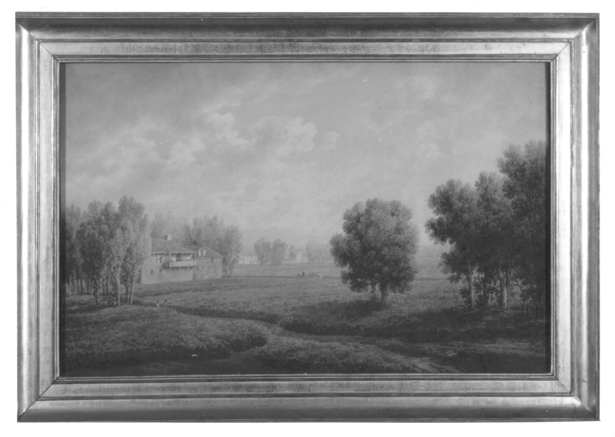 Sito nell'Astigiano, paesaggio con alberi (dipinto, opera isolata) di Bagetti Giuseppe Pietro (prima metà sec. XIX)