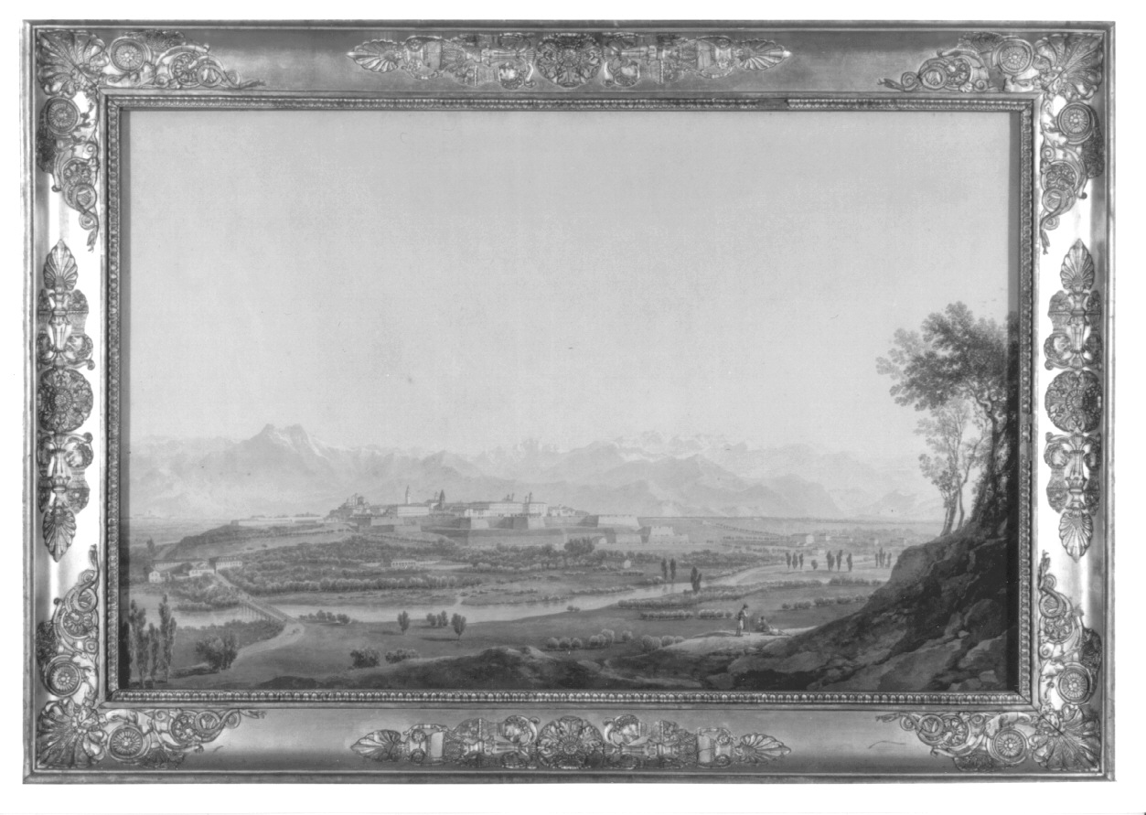 CITTA' FORTIFICATA, CUNEO, veduta di Cuneo (dipinto, opera isolata) di Bagetti Giuseppe Pietro (prima metà sec. XIX)