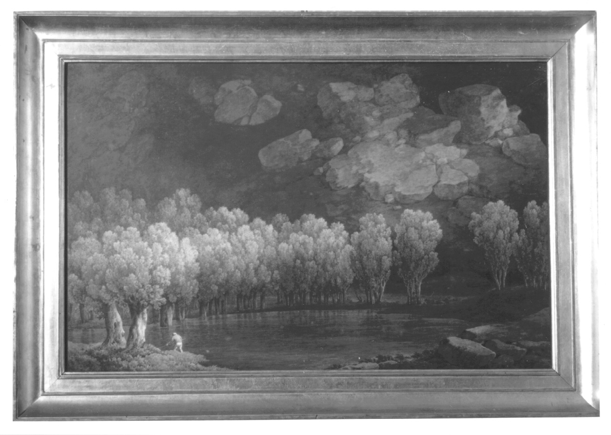 PAESAGGIO NEGLI APPENNINI, paesaggio lacustre (dipinto, opera isolata) di Bagetti Giuseppe Pietro (prima metà sec. XIX)