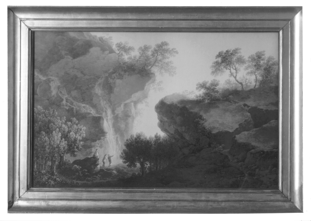 SITO REMOTO IN FONDO D'UNA VALLE, paesaggio montano (dipinto, opera isolata) di Bagetti Giuseppe Pietro (prima metà sec. XIX)