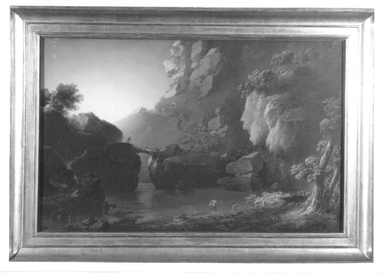 SITO ALPESTRE, PECORE, paesaggio montano (dipinto, opera isolata) di Bagetti Giuseppe Pietro (prima metà sec. XIX)