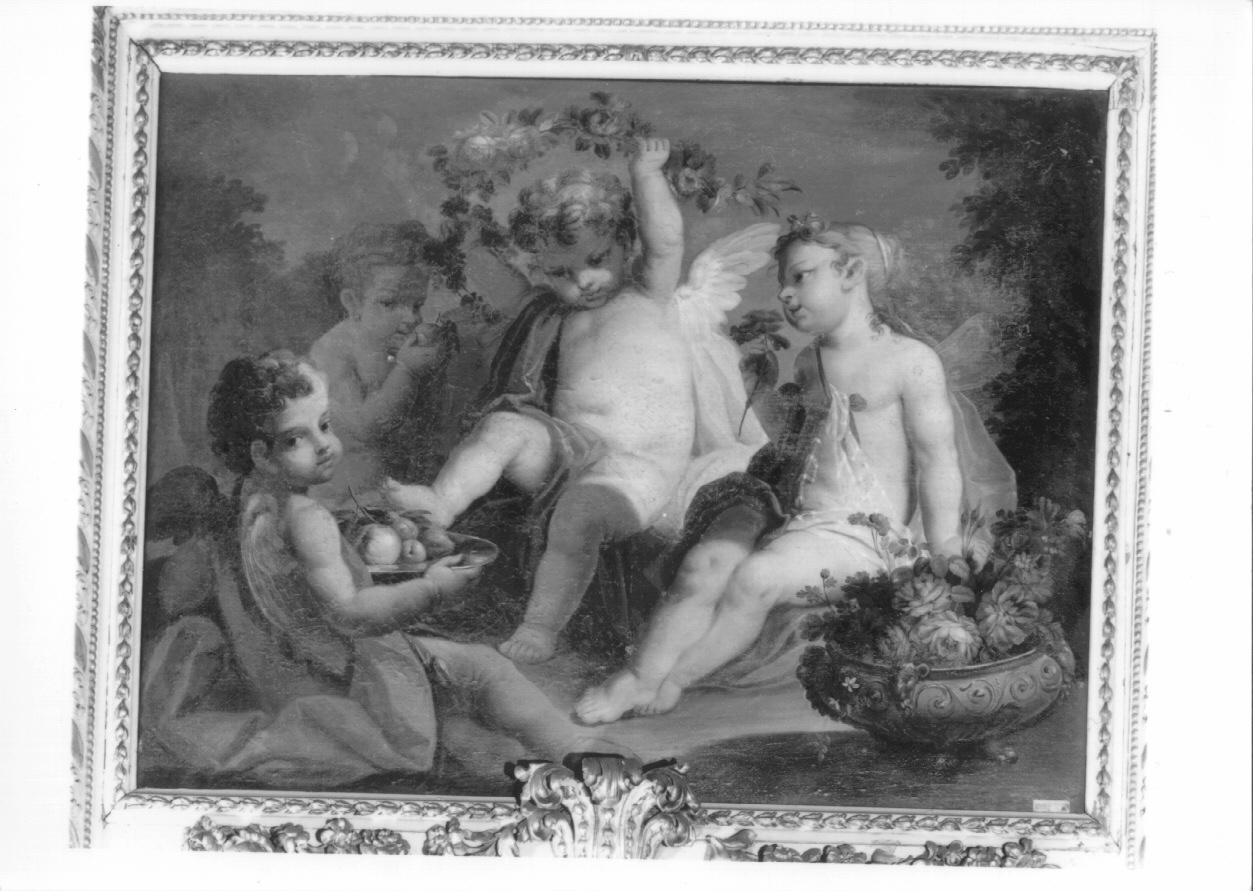putti che giocano (sovrapporta, opera isolata) di Vacca Angelo (ultimo quarto sec. XVIII)