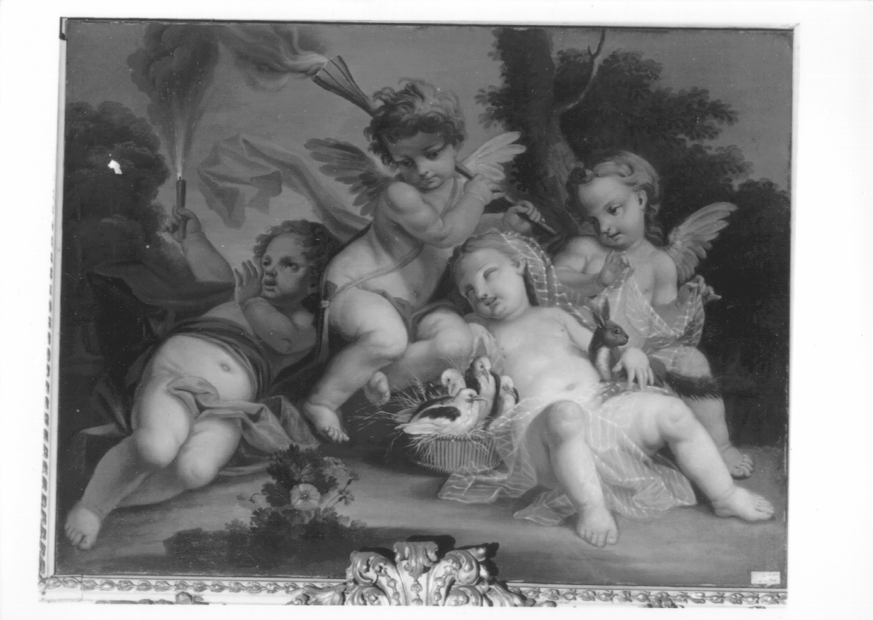 putti che giocano (sovrapporta, opera isolata) di Vacca Angelo (ultimo quarto sec. XVIII)