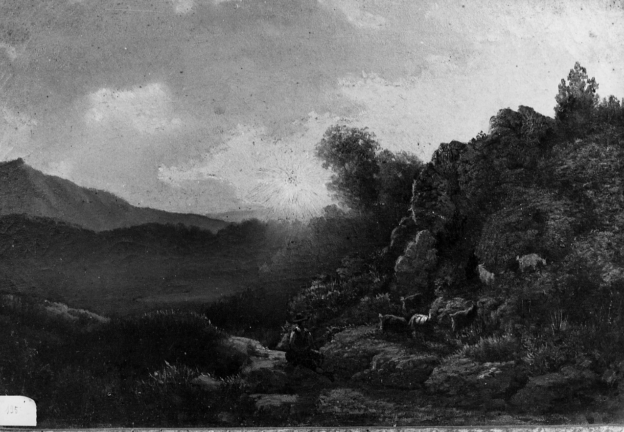 veduta del lago di Agnano, paesaggio (dipinto) di Giacomucci Cesaria (sec. XIX)