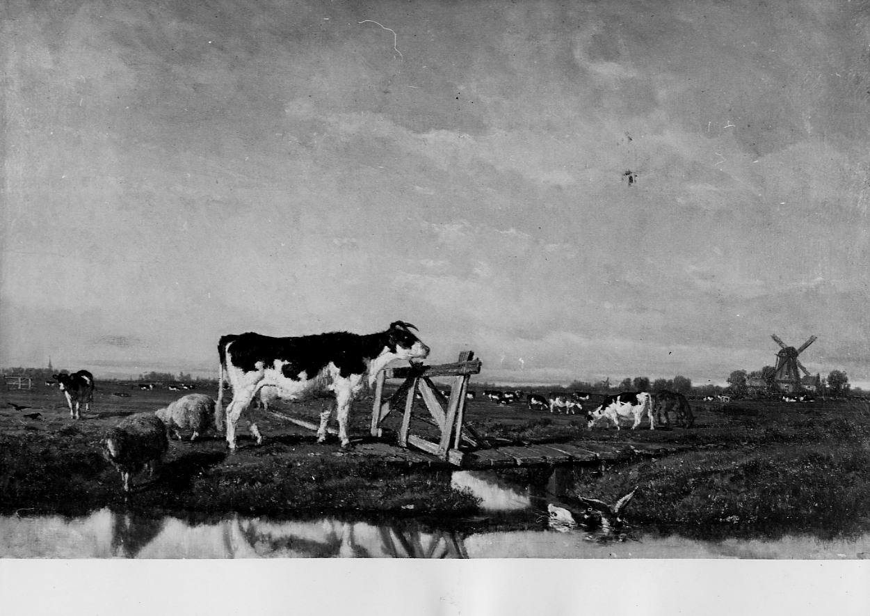 veduta della campagna olandese "Olanda", paesaggio (dipinto) di Palizzi Filippo (seconda metà sec. XIX)