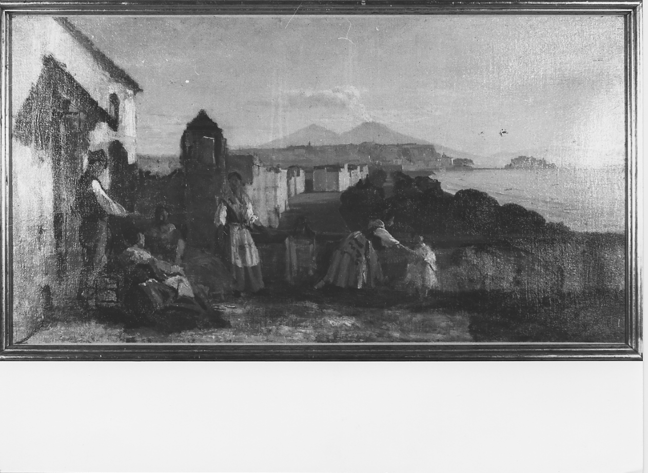 veduta di napoli da mergellina, paesaggio (dipinto) di Palizzi Nicola (sec. XIX)