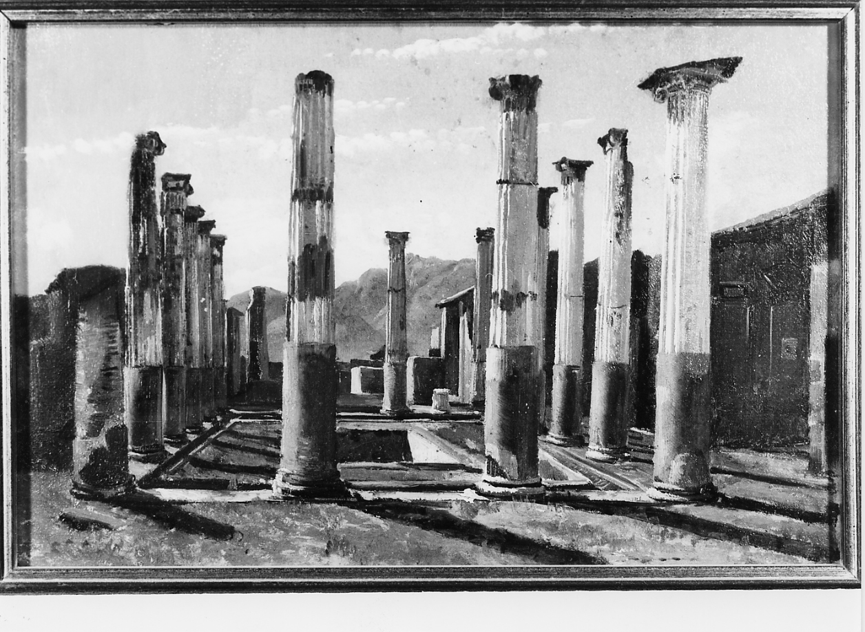 Pompei, paesaggio con rovine (dipinto) di Palizzi Nicola (sec. XIX)